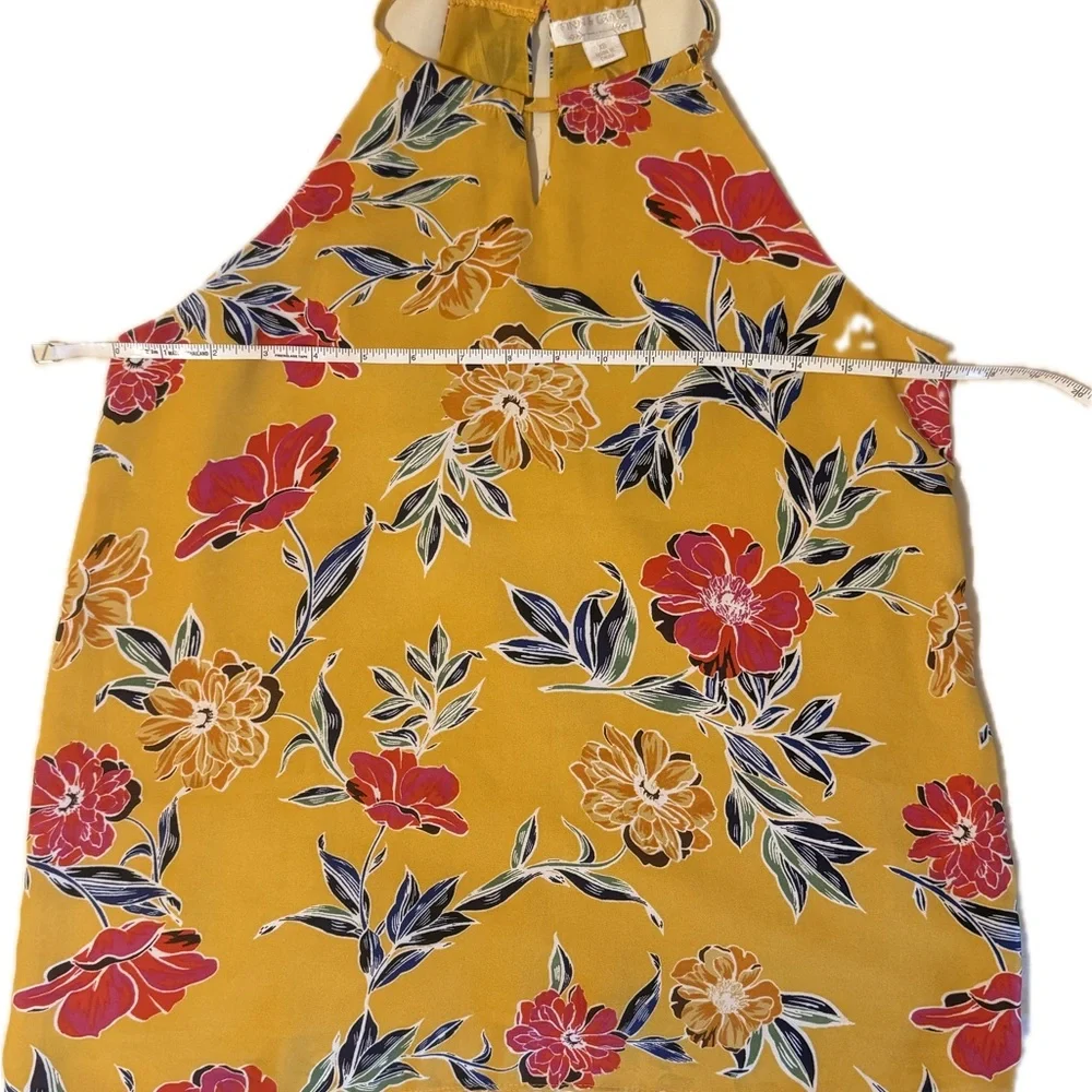 Perfectly Feminine Flowy Floral Halter Top in Yellow and Red Size XS - Picture 6 of 9